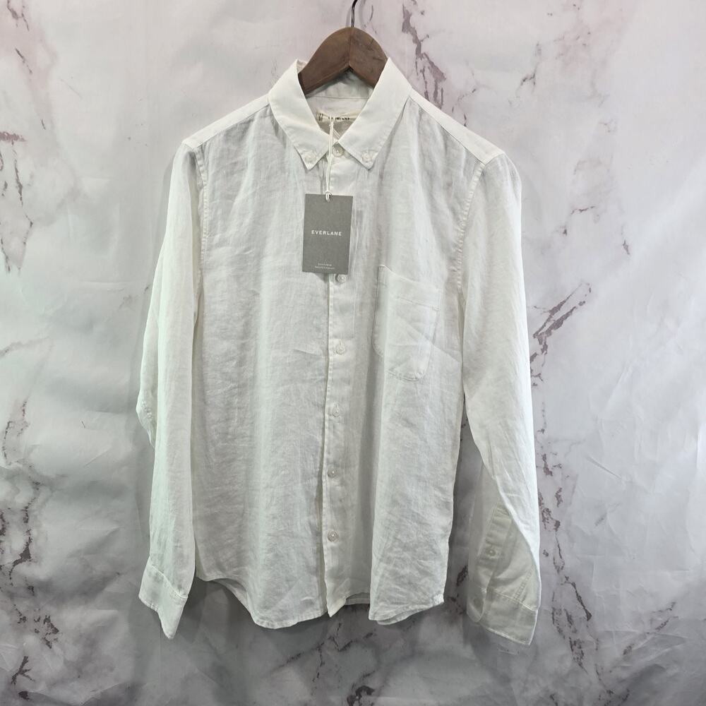 Everlane Shirt Mens White Linen Long Sleeve Button Down European Flax